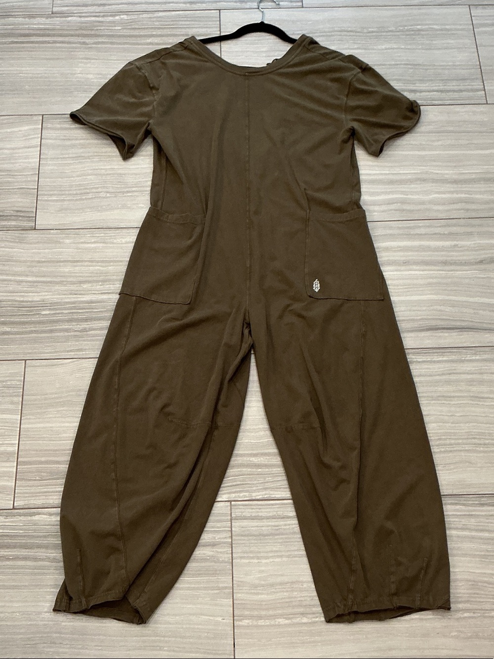 FP Movement Olive Green Short Sleeve Jumpsuit with Pockets